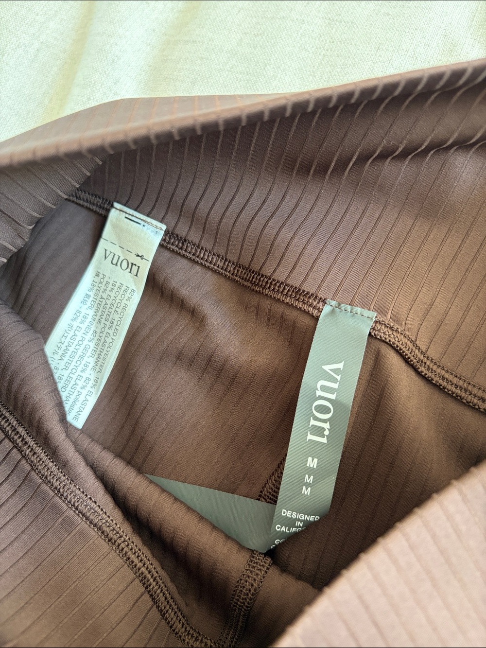 Vuori Chocolate Brown Ribbed Leggings S/M - Picture 5 of 5